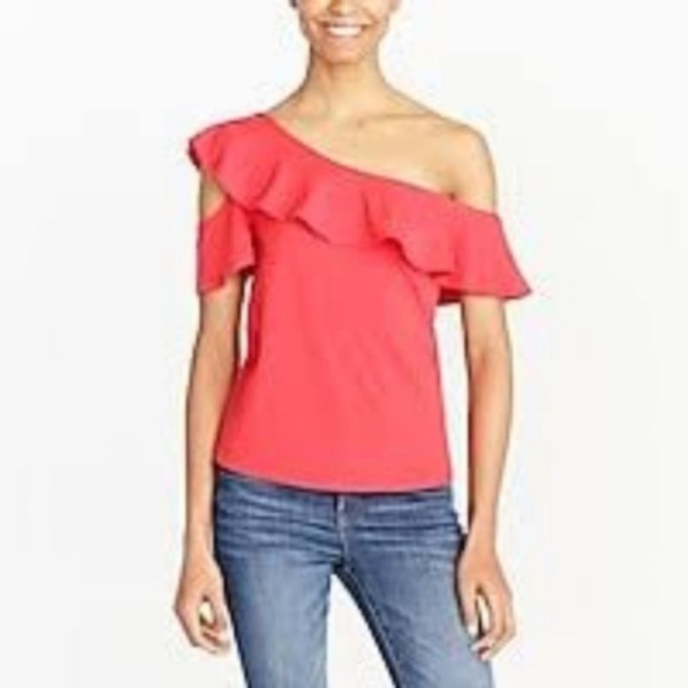 J Crew Red One Sleeve Off Shoulder Top XL